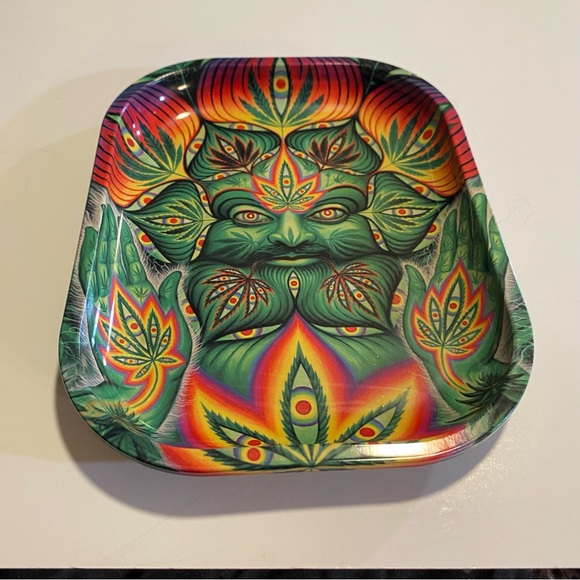 Leafy Guy trinket tray rolling tray metal 7”x5”x1/2” - Picture 1 of 3